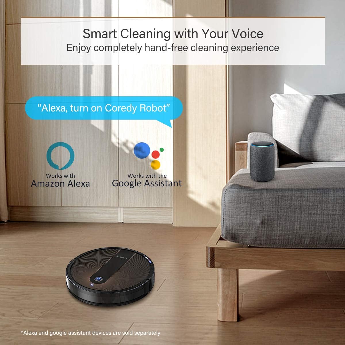 Coredy Robot Vacuum Cleaner, 3-in-1 Vacuuming Sweeping and Mopping, Wi-Fi, App Controls, 2200pa Strong Suction, Slim, Quiet - Image 5