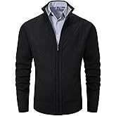 VtuAOL Men's Cardigan Sweaters Full Zip Sweaters Stand Collar Casual Knitted Cardigan with Pockets