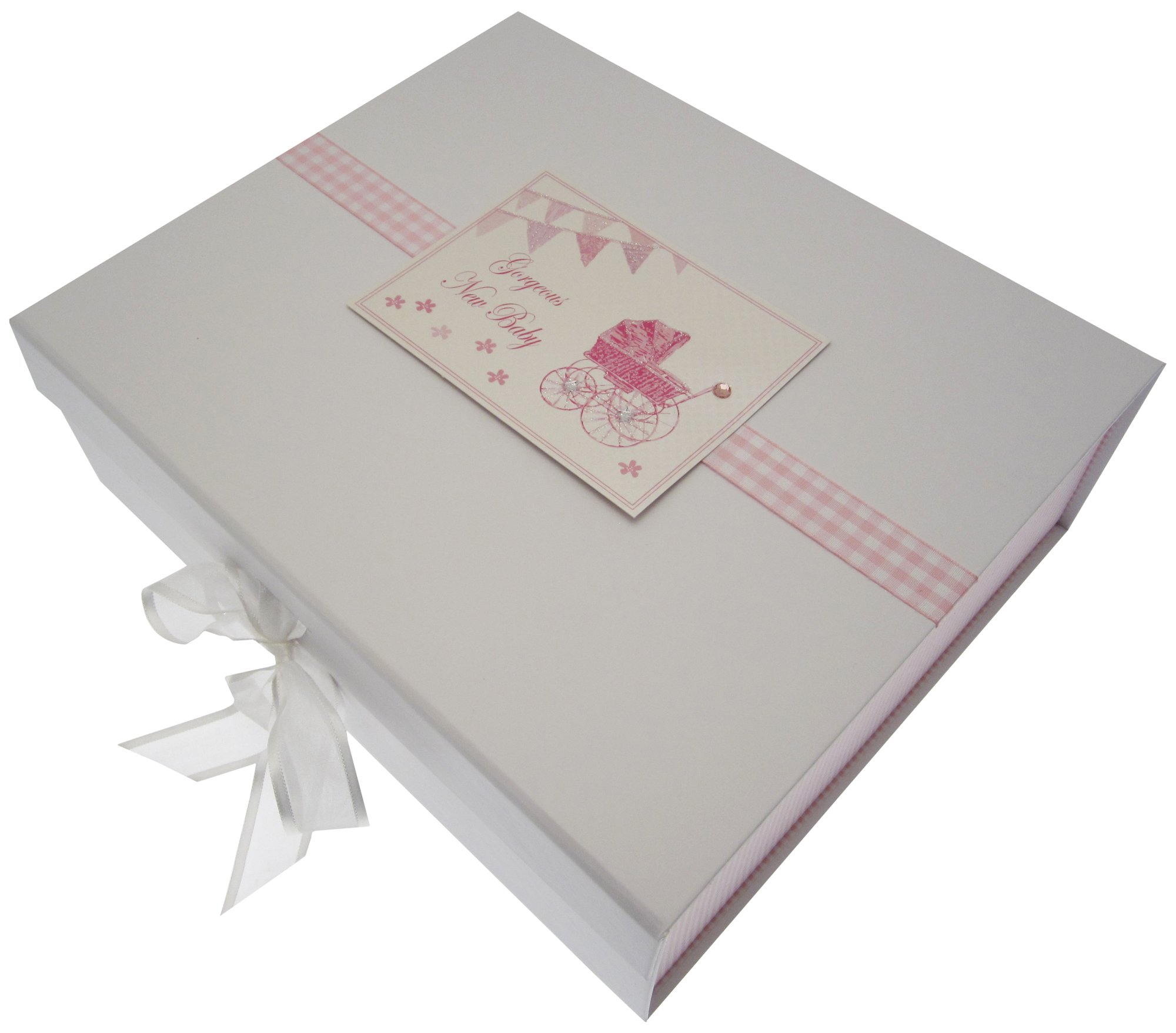 New Baby, Large Keepsake Box, Pink Pram & Bunting
