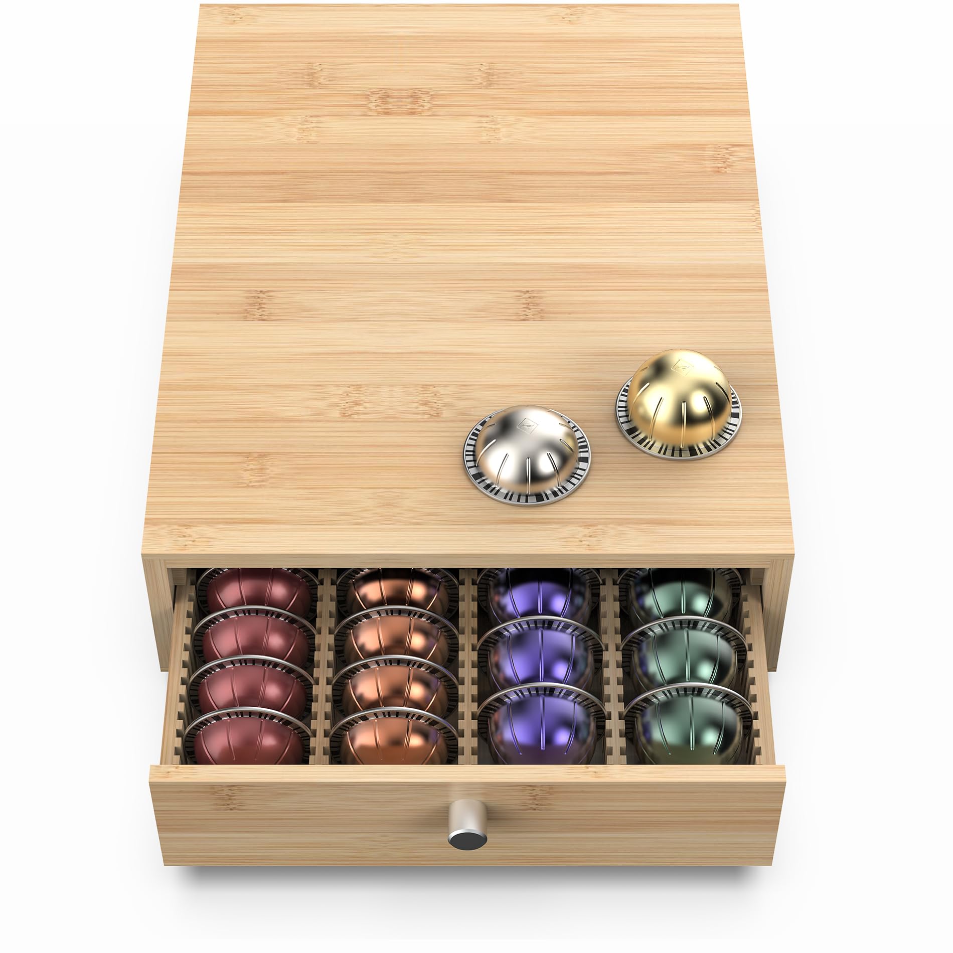 Photo 1 of ***HANDLE IS MISSING*** WELL WENG for Nespresso Vertuo Capsules (NV136) - Premium Bamboo Coffee Pod Drawer, 36 Big or 48 Small Vertuoline Pods Organizer - 10.8"Wx14"Dx3.9"H (Natural)