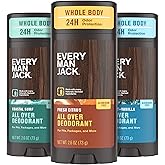 Every Man Jack All Over Deodorant Variety Pack - 24 Hour Whole Body Odor Protection - Aluminum Free - 1 Each of Fresh Citrus, Coastal Surf, and Coconut Vanilla Scents - 2.6 oz (3 Pack)