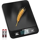 Food Scale, 22lb Ultra-Thin Digital Kitchen Scale, 1g/0.05oz Accuracy Ideal for Baking, Cooking, and Weight Loss Features 6 Measurement Units and LCD Display,Black,Easy to Clean, Batteries Included