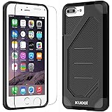 iPhone 7 Plus Case, Kuool Armor Heavy Duty Hybrid Flexible Dual Layer Anti-slip Full Protection Cover with Free Tempered Glass Screen Protector for iPhone 7 Plus-Black
