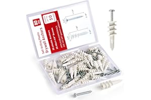 SVALOR #8 Drywall Anchors, 80Pcs Wall Anchors and Screws for Drywall, Plastic Self Drilling Drywall Anchors, 40 Self-Tapping/Threaded Sheetrock Anchors + 40#8 x 1-1/4'' Screws