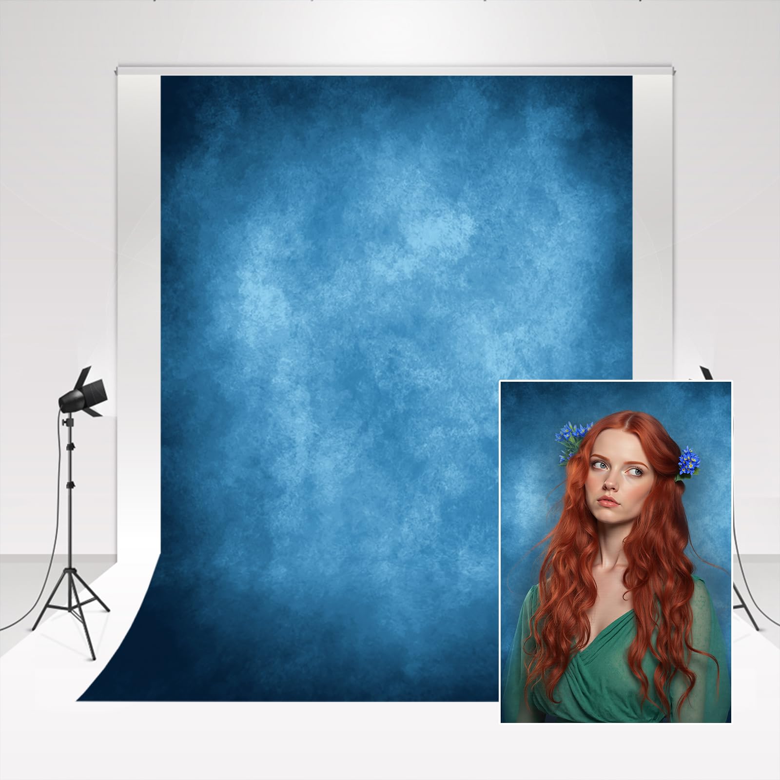 Kate Photo Studio Backdrop Royal Blue 1.5x2.2m/5x7ft Basic Background for Photography Klein Blue Wedding Photo Booth Minimalist Portrait Photocall Backdrop Retro Magazine Advertising Shooting props — image 1