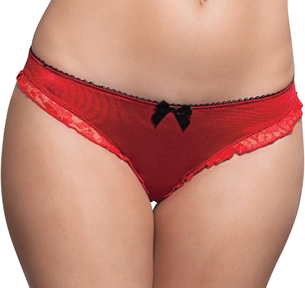 Seven Til Midnight Women's Lace Cut-Out Back Crotchless Cheeky Short