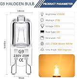 Caldarax 12 Pack G9 25W Halogen Oven Bulbs 230V 2700K Warm White 250LM view 2