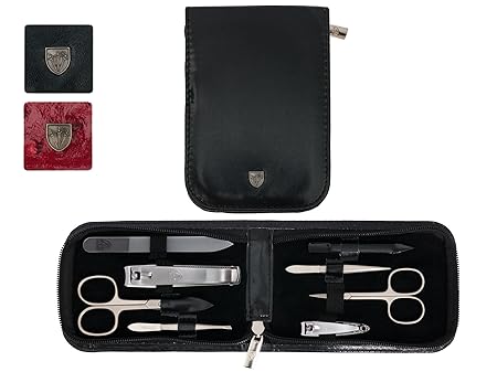 DREI SCHWERTER Solingen Germany Nagelpflegeset'Novara' 8-tlg. Maniküre Pediküre Reise Etui Set Nagelset Nagelnecessaire, Stah