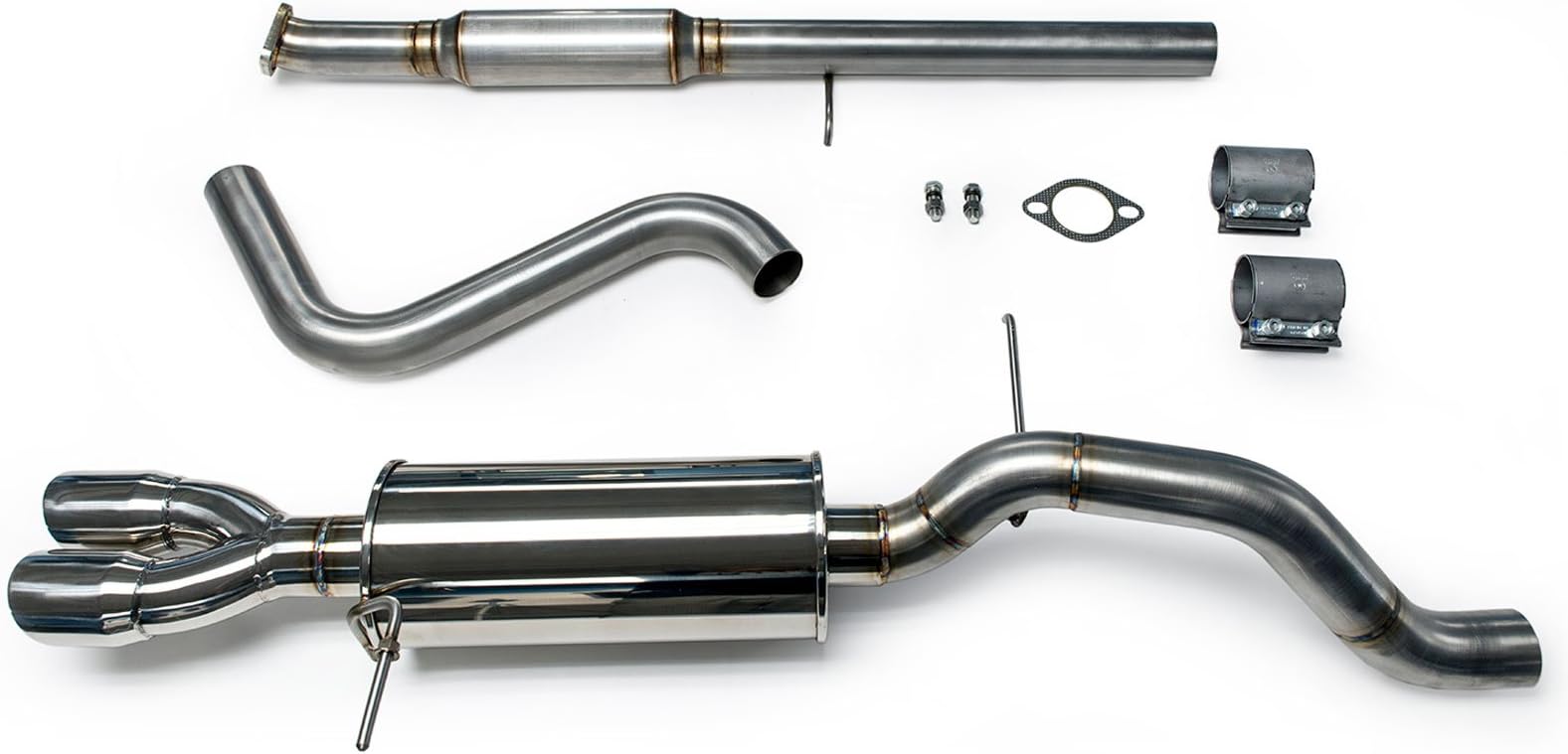 MAPerformance 2.5" Inch High Level Stainless Steel Custom-Built Tubing Expert Fabricators Cat-Back Exhaust System for 2014-2016 Ford Fiesta ST