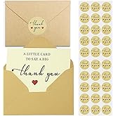 25-Pack 350g Thank You Cards Bulk & Envelopes with 30 Stickers, 7.87x5.5 Inches, Minimalist for Business, Baby Shower/Wedding/Teacher/Graduation/Holiday/Sympathy Thank You Card for Christmas Gifts