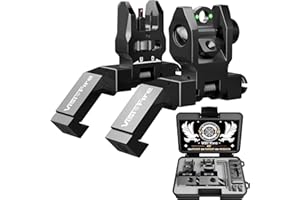 Visiofire 45 Degree Offset Iron Sights| Flip Up Fiber Optic Sights with Red Green Dots| Tool-Free Adjustable Back Up Canted Iron Sights Rapid Transition