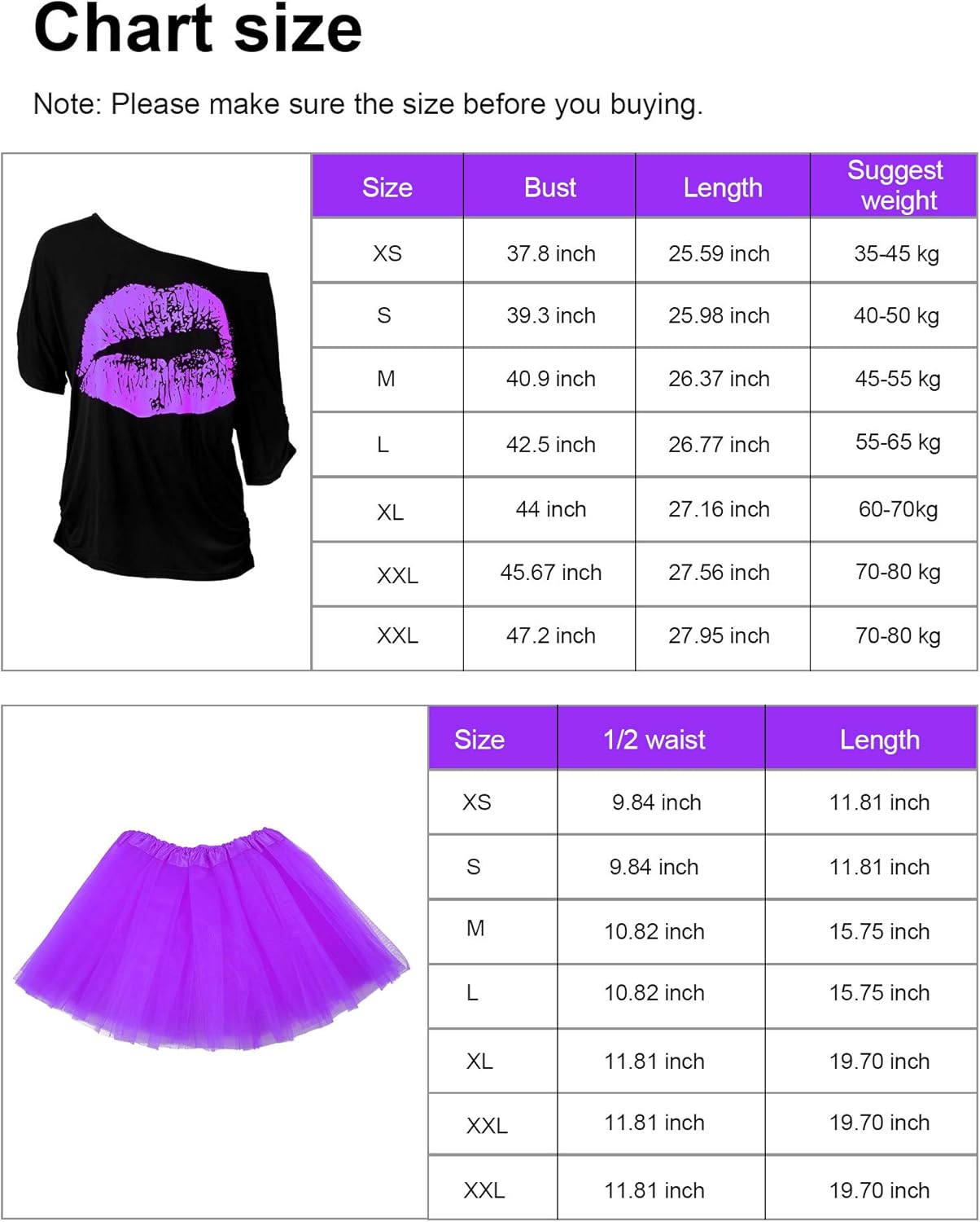80s Costume Accessories Set T-Shirt Tutu Headband Earring Necklace Leg Warmers: Clothing