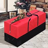 PLTCAT Christmas Tree Storage Bag Fits Up 10-12 Ft Tall Artificial Trees-Heavy Duty Holiday Storage Box Durable Reinforced H les Zipper Transparent Pocket- 600D Oxford Tree Storage Container Red