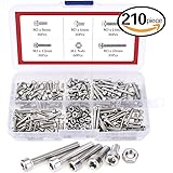 Hilitchi 210pcs M3 Stainless Steel Hex Socket Head Cap Screws Nuts Assortment Kit with Box (M3)