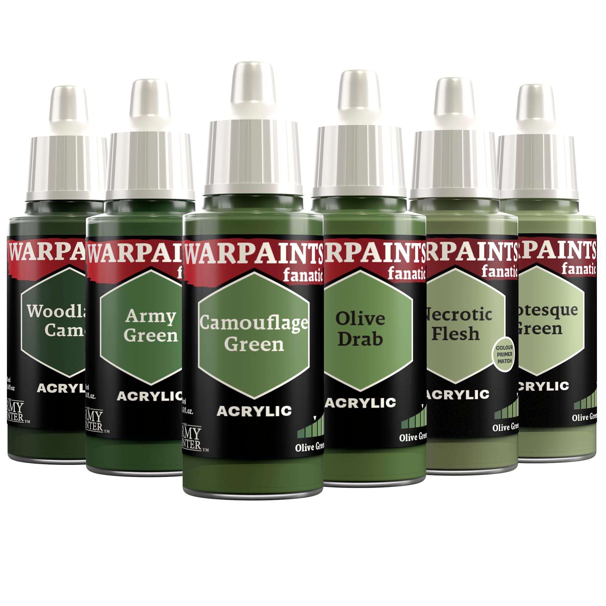 The Army Painter, Warpaints Fanatic Flexible Triad: Olive Greens, 6 x 18 ml acrylic paints - Miniature quality hobby paint for Dungeons and Dragons (DnD) & Warhammer Miniatures