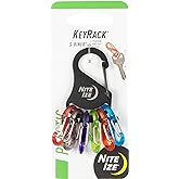 Nite IZE KeyRack Steel S-Biner - Key Carabiner Organizer with 6 Colorful S-Biners - Keychain Accessories to Hold Keys Securely and Separately