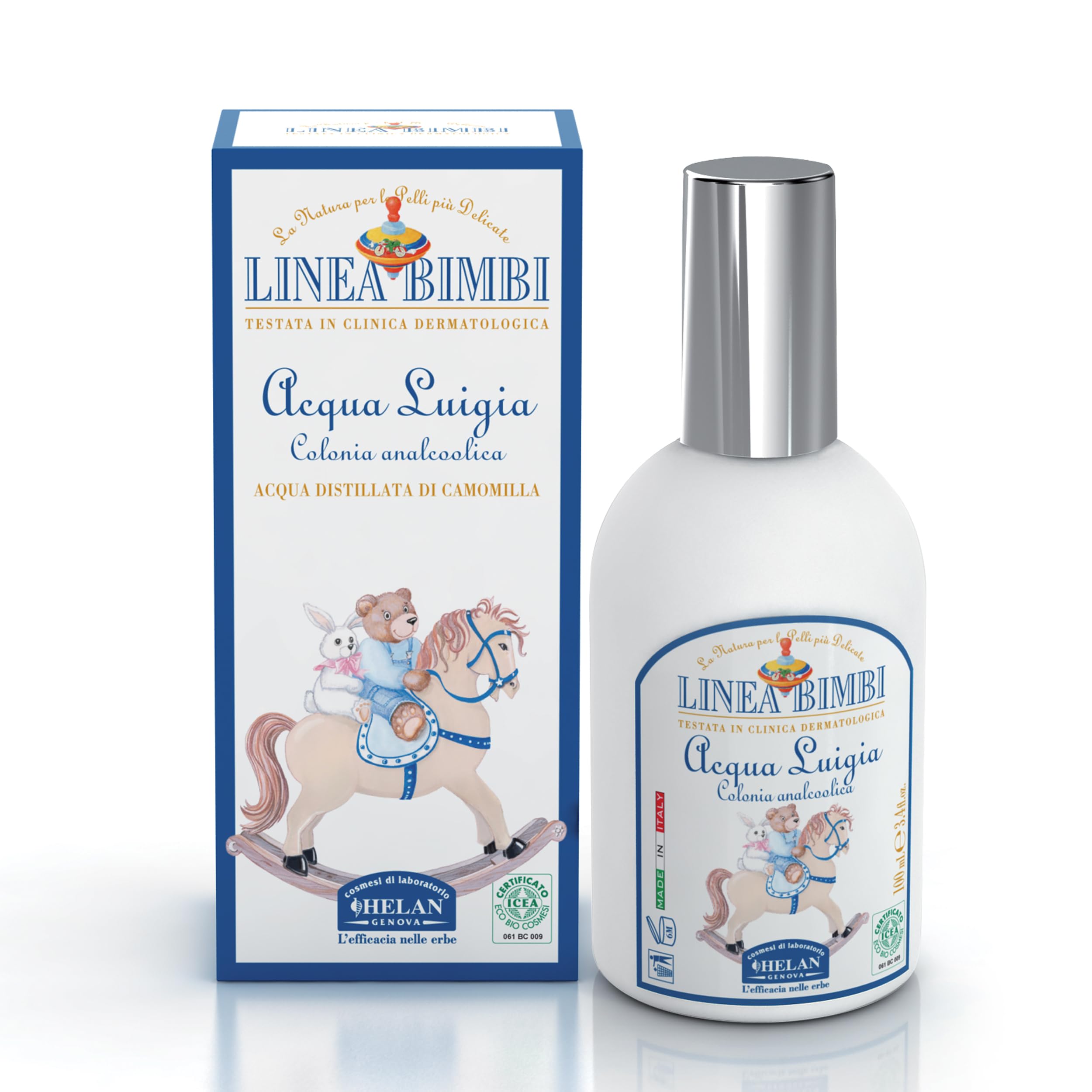 Helan Linea Bimbi Bio - Cologne for Babies, Acqua Luigia Baby Cologne Spray for Sensitive Skin, Alcohol Free Baby Perfume with Chamomile and Citrus Scent, Calming Action - Made in Italy, 100 ml