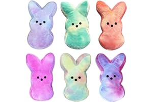 noxozoqm Easter Bunny Plush Toys, 5.6 in Rabbit Stuffed Animal Tie-Dyed, Easter Basket Stuffers, Easter Decorations