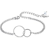 EVER FAITH 925 Sterling Silver Jewelry Gift Two Interlocking Infinity Double Circles Sister Mother Daughter friendship Bracelet