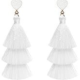SELFWIMG Tassel Dangle Earrings Heart Crystal Stud Earrings for Women, Trendy Jewelry Gifts for Valentine Christmas New Year