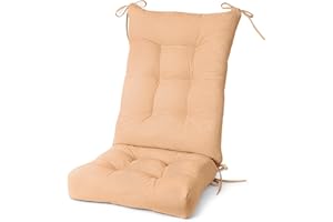 sutailocus Rocking Chair Cushion Anti-Slip tufting Rocking Chair Cushions Indoor/Outdoor,Removable Set of Upper and Lower Adirondack Chair Cushion,for Nursery/high Back Chair （Tie Fixing） (Khaki)