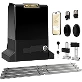 Bl&uuml;tezeit 1800lb WiFi Sliding Gate Opener Smart App Control, 1/2HP Automatic Slide Gate Motor Rack Driven with 2 Remote Controls &amp; IR Sensor Complete Hardware Kits for Driveway Gates Up to 40ft