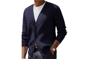 PJ PAUL JONES Mens Waffle Textured Cardigan Sweater Long Sleeve V-Neck Knitted Sweaters