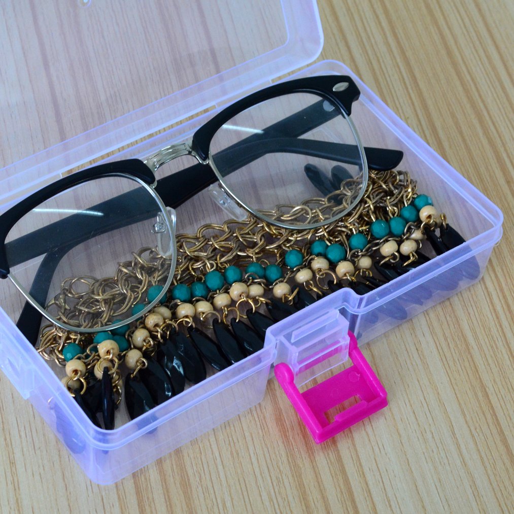 2 PCS Plastic Transparent Storage Box, baotongle Jewelry Craft Nail Art Beads Container Organizer