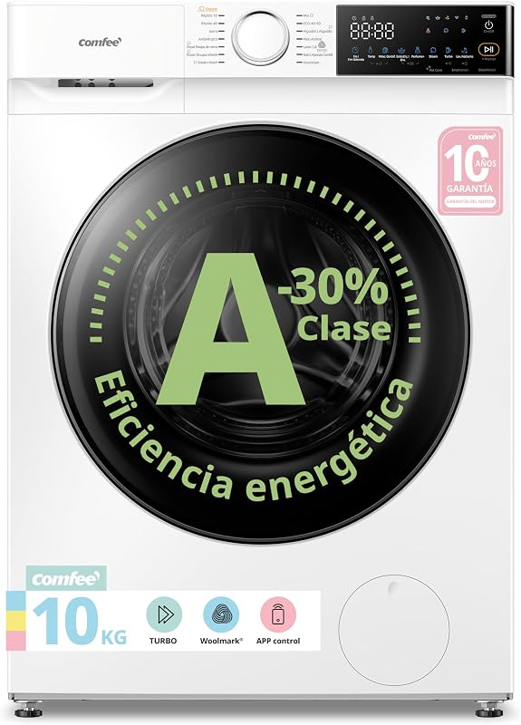 Máquina de lavar 10kg, Classe A-30%, 14 programas, 1400 RPM, Lavagem inteligente controlada remotamente, depilação de animais de estimação, Perfume+, White-CF10EWP07W
