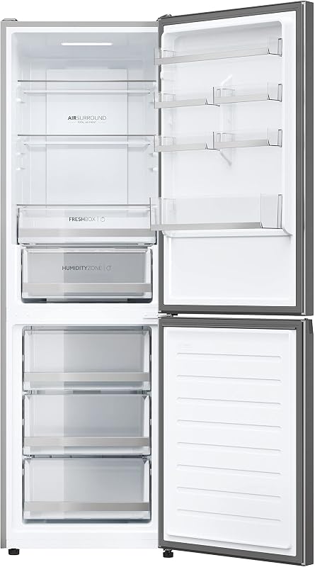 Haier 2d 60 series 3 hdw3618dnpk - geladeira combi, funções inteligentes, conexão wifi, motor inversor, gaveta de zona de umidade, total no frost, suporte para garrafas, largura 60cm, 341l, iluminação led, aço inoxidável
