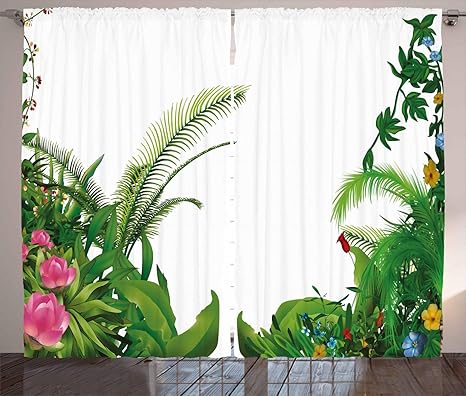 Buy Ambesonne Plant Curtains Hand Drawn Illustration Of Tropical