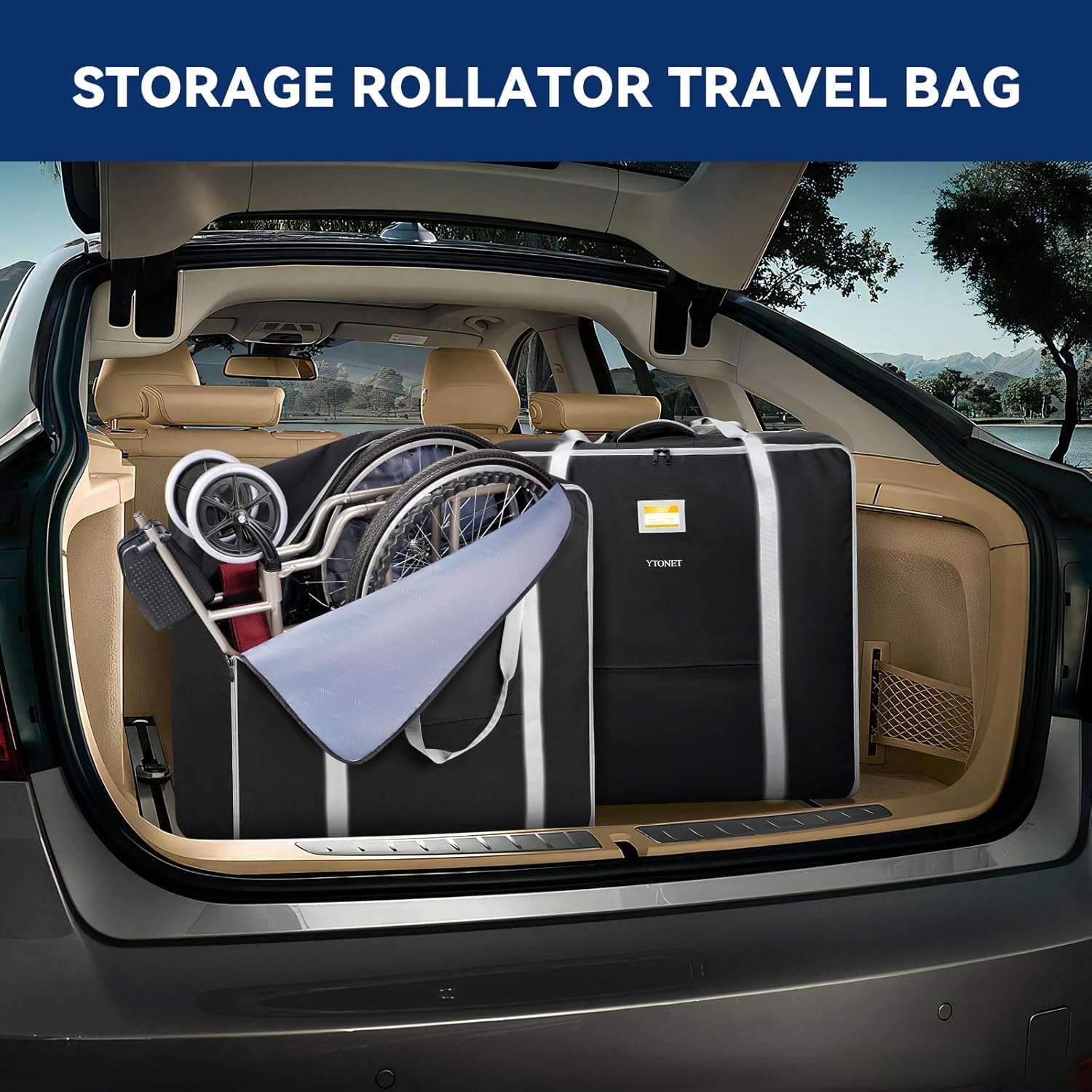 Ytonet Wheelchair Bag, Wheelchair Accessories Designed for Foldable Wheelchairs, with Dimensions of 34