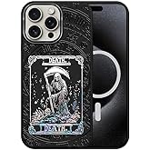 DAIZAG Case for iPhone 15 Pro Max, [Durable Shockproof Protective Magnetic Cover] [Compatible with MagSafe],Death Moon Sun Tarot Card Colorful