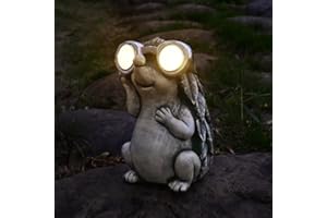 Juliahestia Garden Hedgehog Figurines Animals - Outdoor Decor Solar Lights Lawn Ornament Concrete Critters Cement Statues Cute Resin Yard Sculpture Creature Gifts for Women Lover