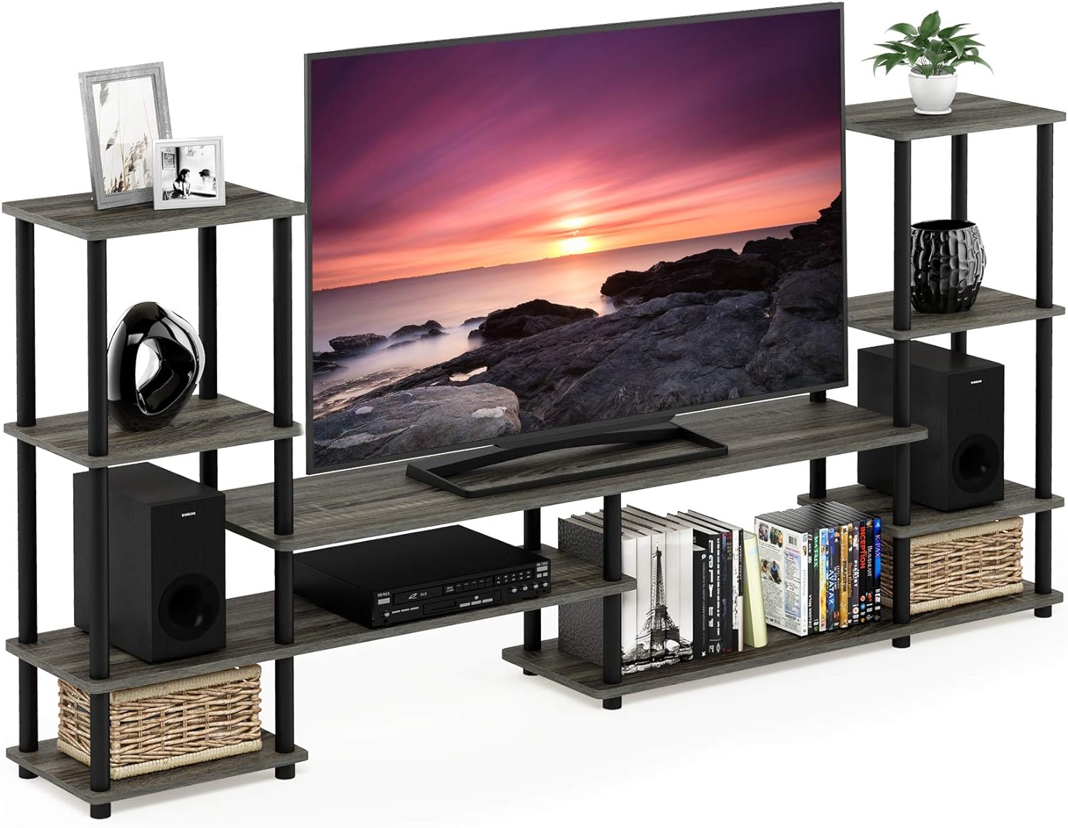 Furinno TURN-N-TUBE TV Stand, Grand Entertainment Center with Open Shelves Storage, TV Console for TV up to 48 Inch - Image 5