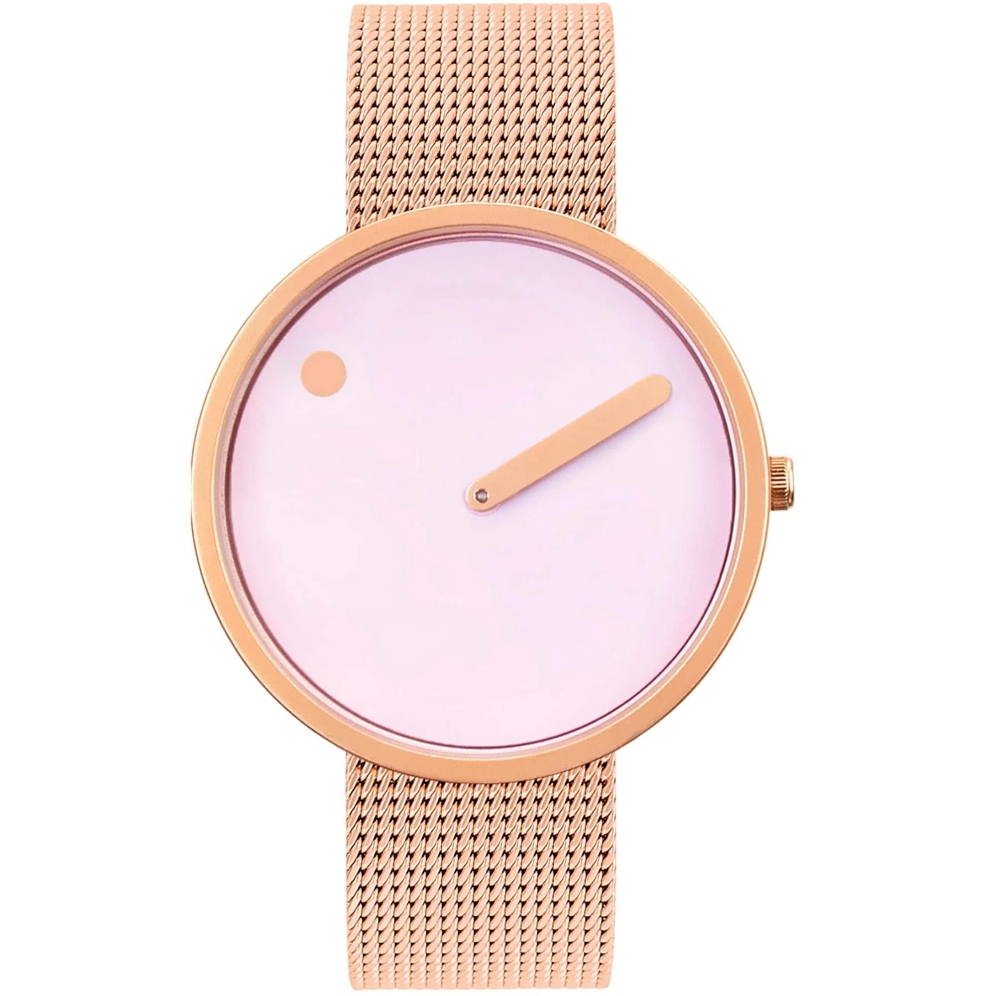 Picto Unisex Quartz Watch, 40mm Rose Gold IP case with Rose Gold IP mesh Bracelet and Pink dial