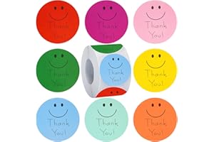 Anwyll Thank You Stickers,Thank You Stickers for Packaging,500Pcs 1.5Inch Thank You Stickers for Small Business,8 Design Smiley Face Thank You Label Sticker for Envelope Gift Wrap Birthday Party Favor