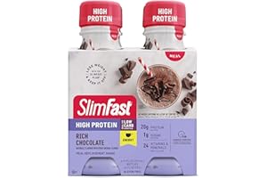 SlimFast Advanced Energy High Protein Meal Replacement Shake, Rich Chocolate, 20g of Ready to Drink Protein with Caffeine, 11 Fl. Oz Bottle, 4 Count (Packaging May Vary)