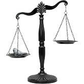 Vintage Style Metal Libra Jewelry Towers, Lawyer Scale of Justice, Farmhouse Candleholder, Home Decor Antique Weight Balancing Scale - Black, 11.1