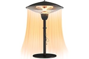 Outsunny 1500 W Electric Patio Heater with Tip-Over Protection, IP44 Outdoor Heater with Retro Desk Lamp Style, Pull Switch f