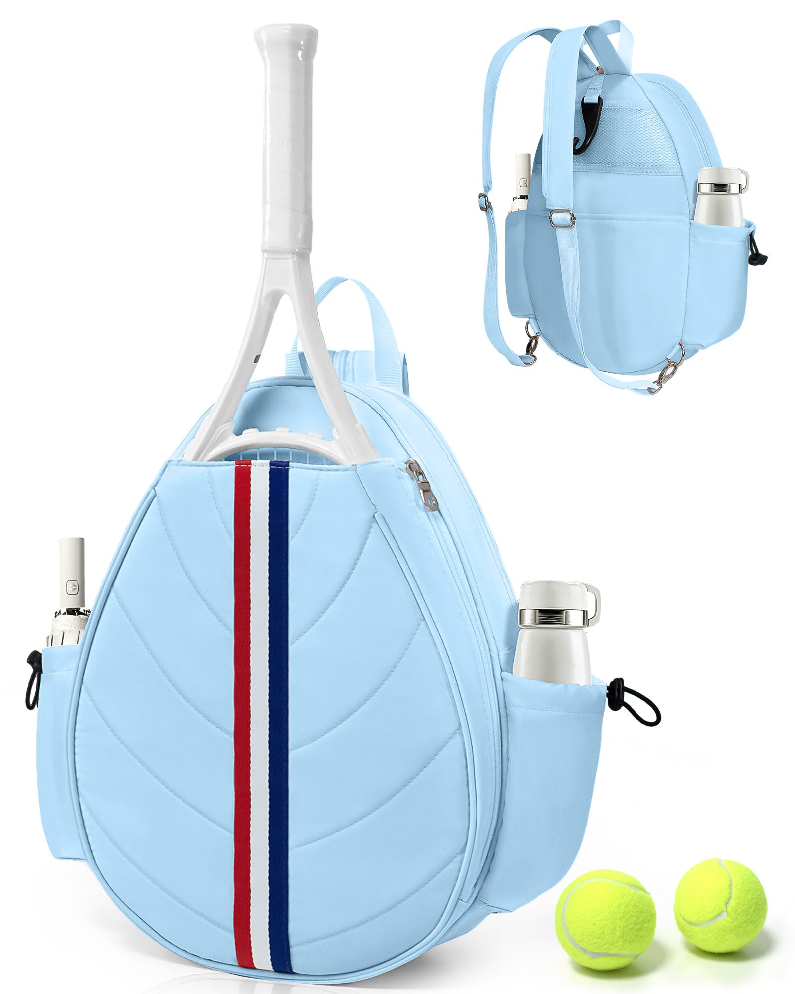 Photo 1 of TBTOTRA Tennis Bag, Water Resistant Tennis Backpack for Women Men, Quilted Crossbody Sling Design for Tennis, Pickleball, Badminton Rackets, Blue
