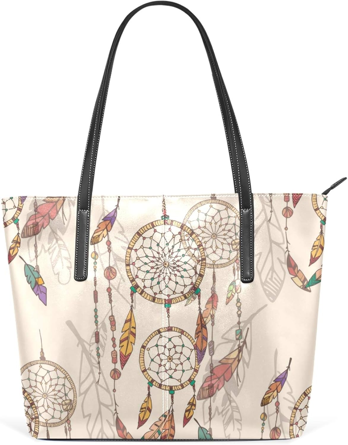 Leather Tote Bag for Women with Zipper Handbags Shoulder