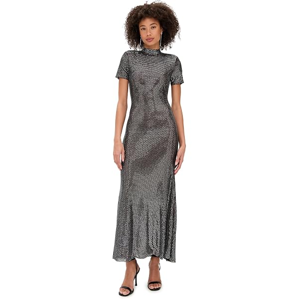 knee length dresses for ladies Black Rhinestone Embellished Maxi Dress – self-portrait main image 0
