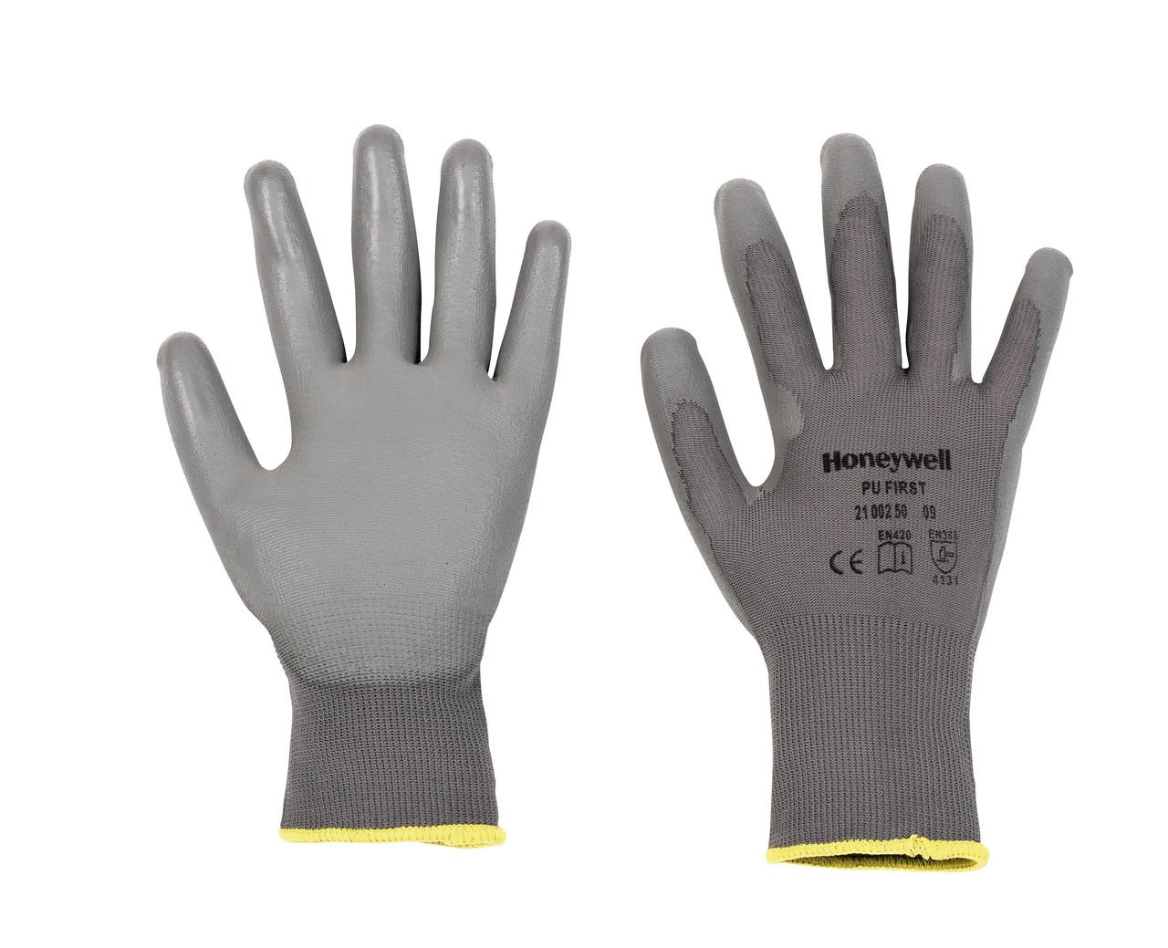 Honeywell 2100250-06 PU FIRST Grey General Purpose Polyamide Knit Gloves, Fine Handling in Dry environment, Lightweight, 26 cm Length, Size 06 (Pack of 10 Pairs)