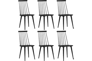 DUHOME Black Windsor Wooden Dining Chairs Set of 6, Wood Dining Room Chair Black Spindle Side Kitchen Room Country Farmhouse Chairs