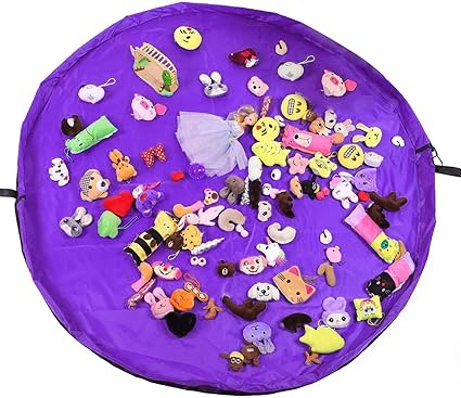Amazon おもちゃ収納バッグ 子どもプレイマット 大容量 直径150cm 折り畳み式のベビー玩具収納袋 お片付け簡単 収納用品 パープル ベビー マタニティ ベビー マタニティ 通販