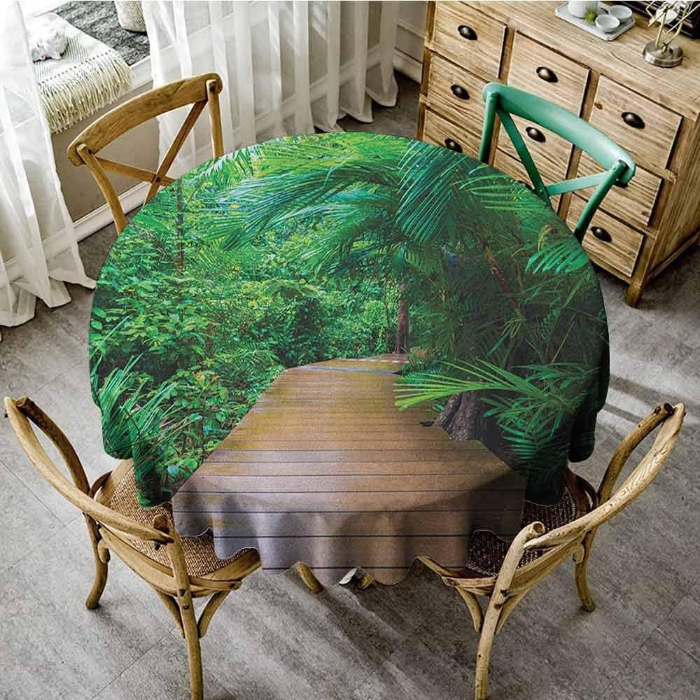 ScottDecor Wrinkle Free Tablecloths Jungle Deck Timber Jetty Exotic