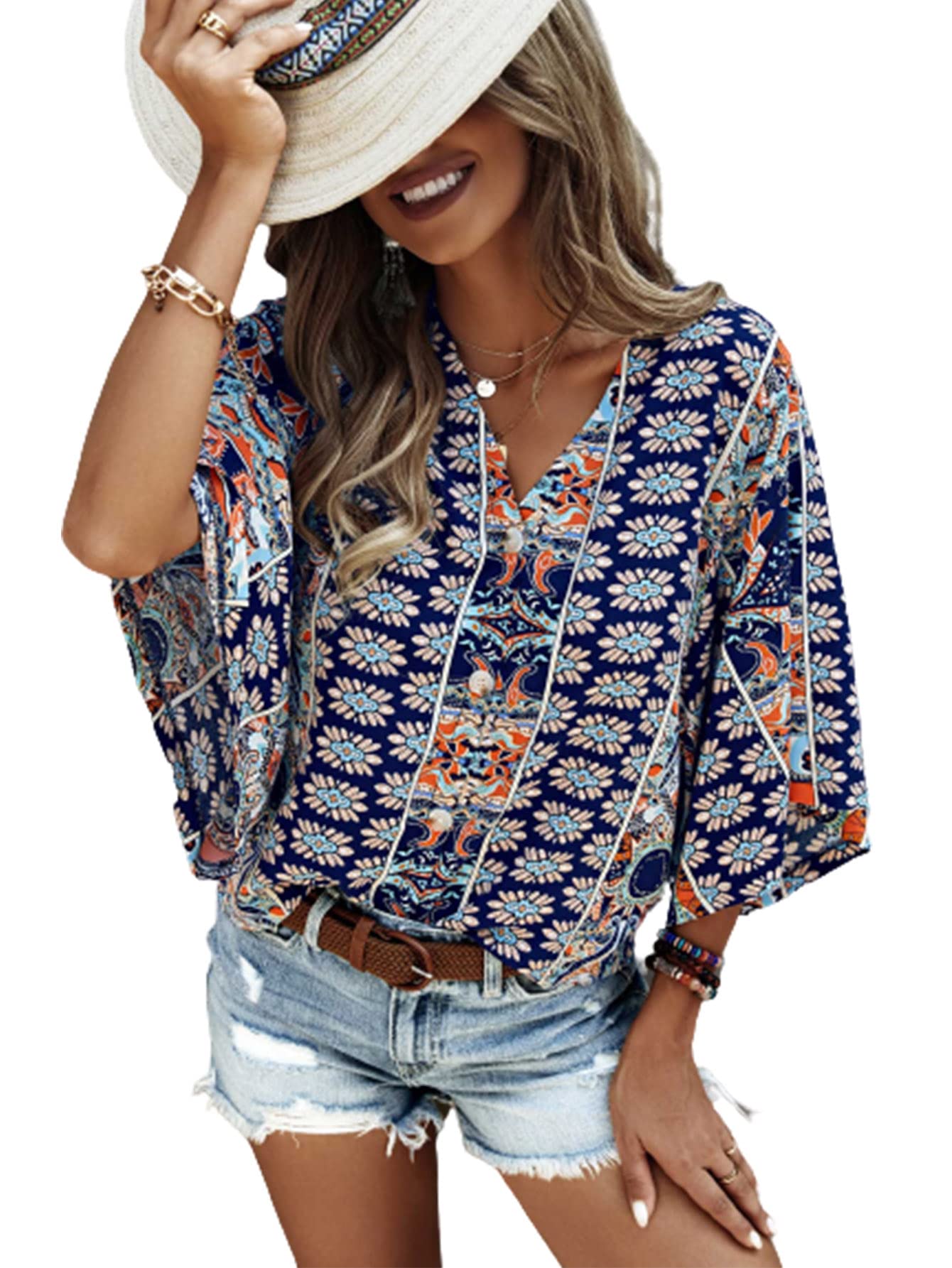 SOLY HUX Women’s Boho Halter Dress – Paisley Print Deep V Neck, Tie Backless Sleeveless Mini Dress, Ruffle Hem Sundress For Summer - View #3