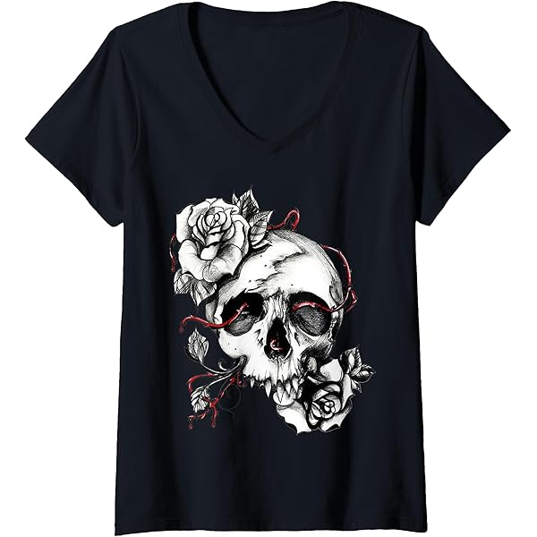 Amazon.com: Skull And Roses T-Shirt : Clothing, Shoes & Jewelry