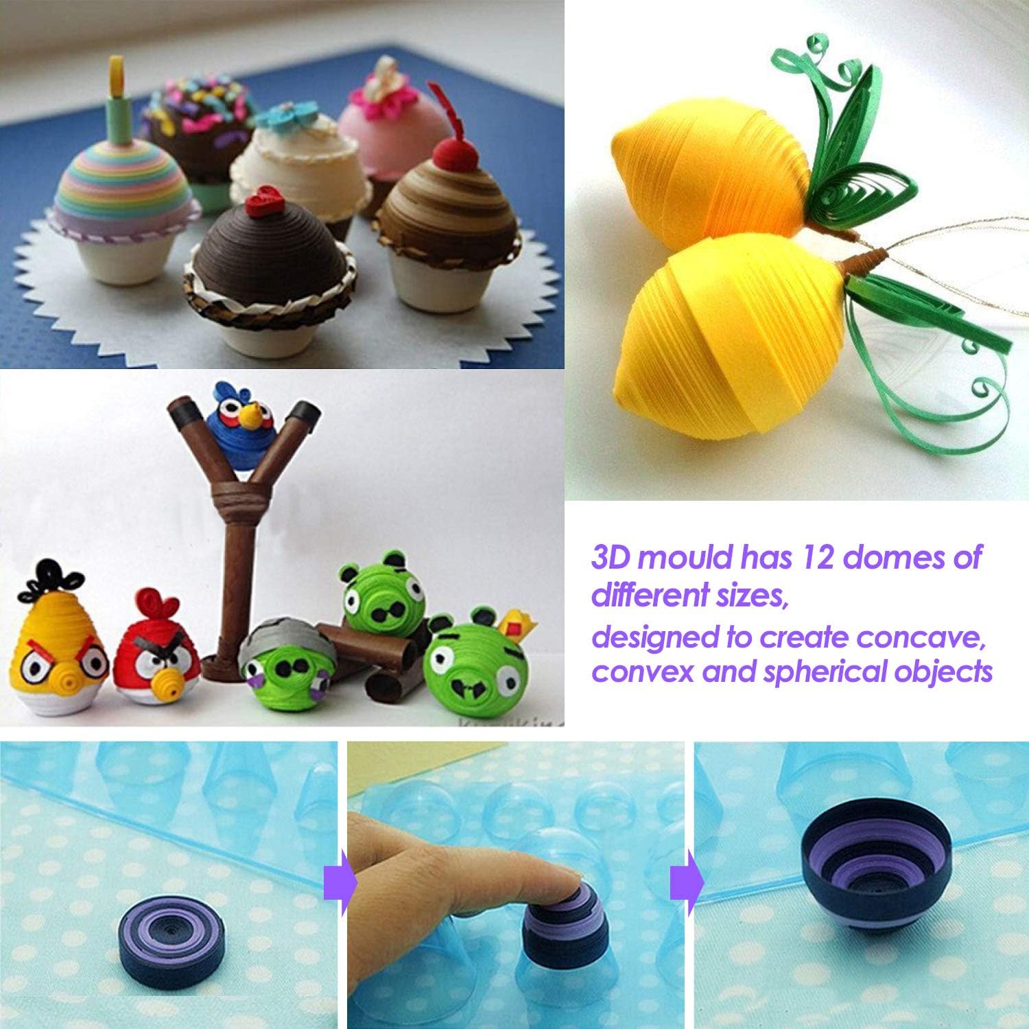 Hyber&Cara Paper Quilling Tools Set 19 Pcs Quilling Kit for DIY Paper Craft Including 45 Colors 900 Strips Quilling Template Mould Board - Image 5